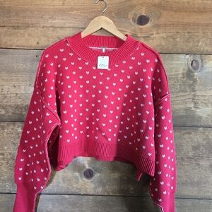 Women's Red Sweater with White Pattern